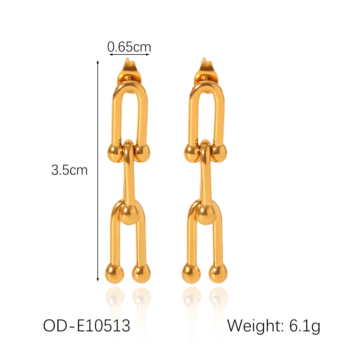 Set including necklace, horseshoe chain bracelet and earrings is made of high quality stainless steel