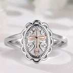 Personalized Ring for Women with Cross and Lace