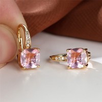 Korean style zircon inlaid square hook earrings