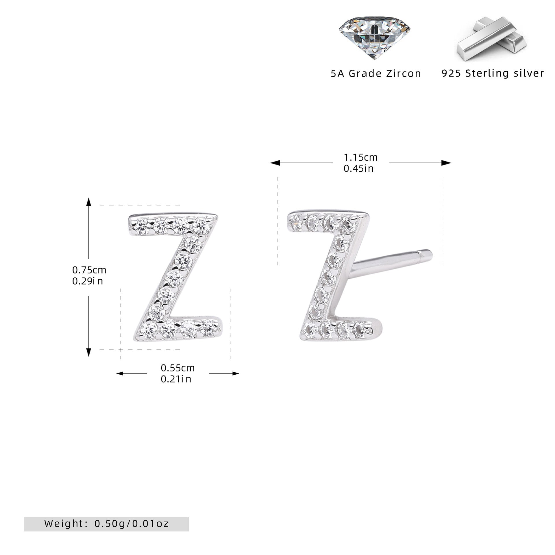 Elegant stud earrings for women with letters