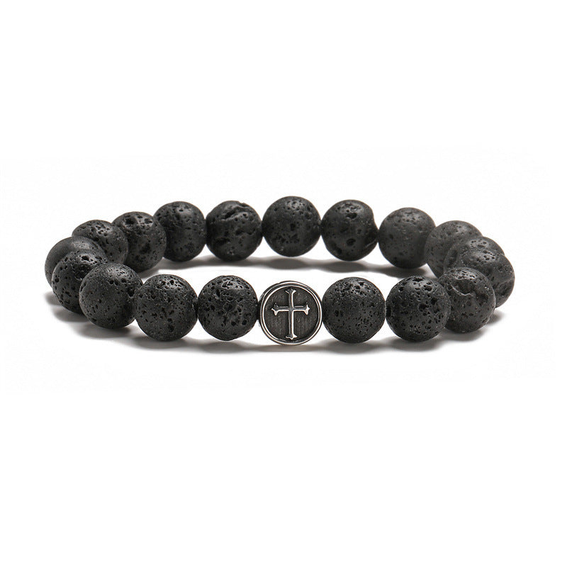 Bracelet en pierres de lave fini en acier inoxydable - NovaShop NovaShop Volcano / 10mm Bigbuy