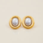 Boucles d'oreilles à tige en acier inoxydable pour femme, style vintage, avec perles, ne se décolorent pas