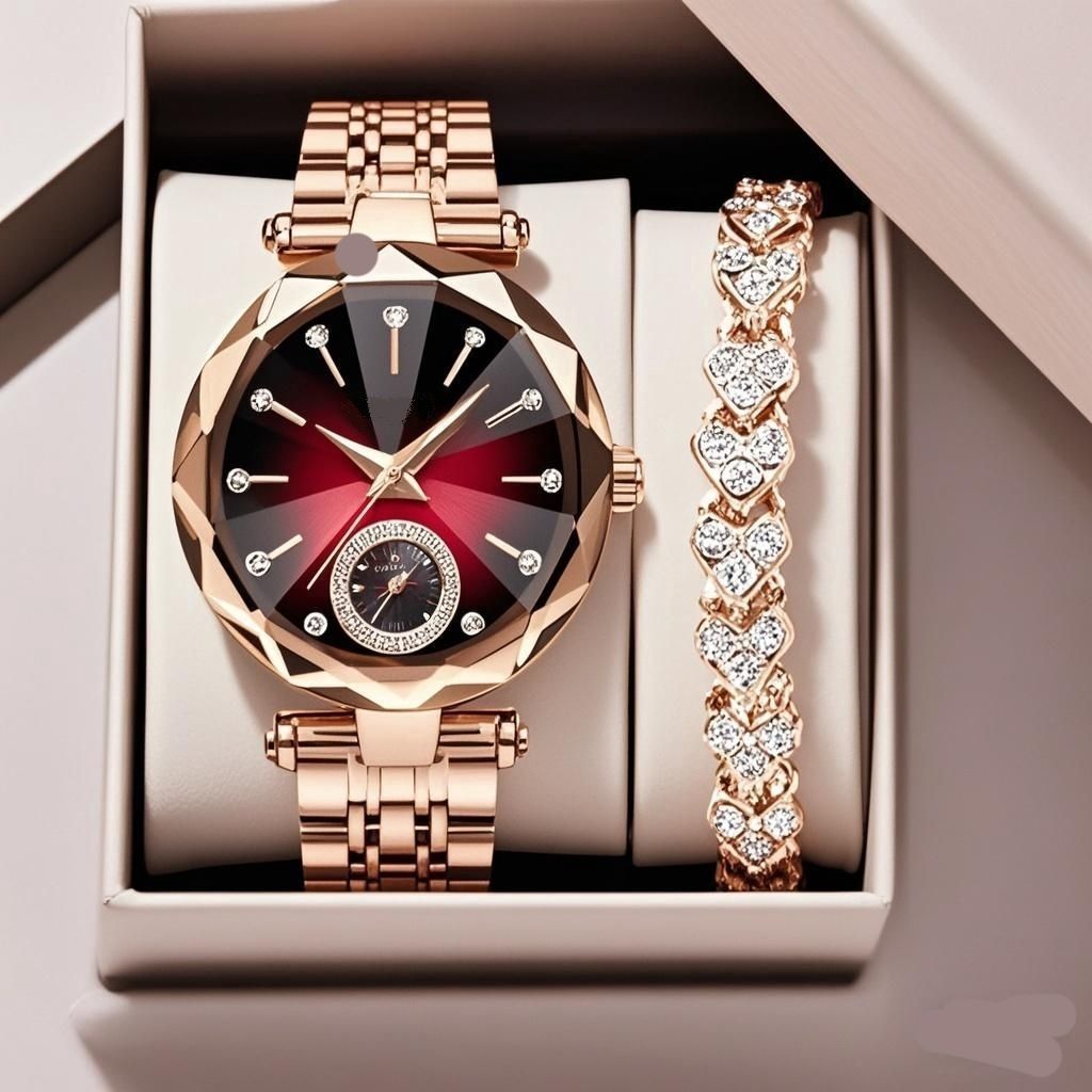 Simple and casual women's quartz watch with diamonds