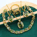 Feminine zirconia jewelry set fully encrusted with rhinestones