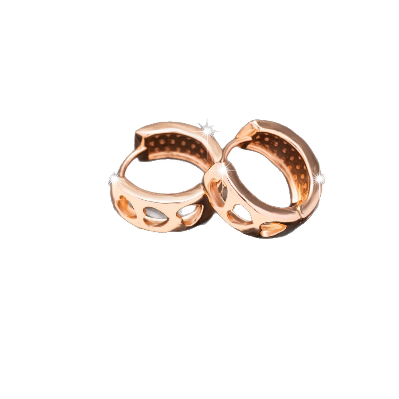 Boucles d’oreilles tendance avec trois cœurs ajourés, style frais et délicat - NovaShop NovaShop Rose Gold Bigbuy