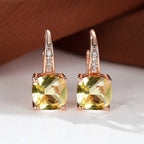 Korean style zircon inlaid square hook earrings