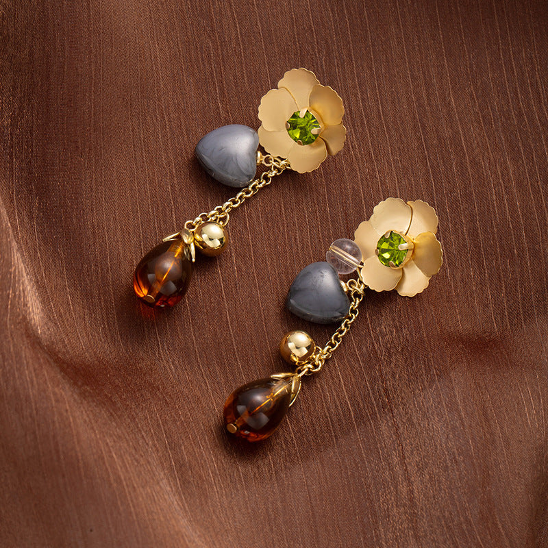 High Quality Diamond Flower Love Light Luxury Earrings for Minorities