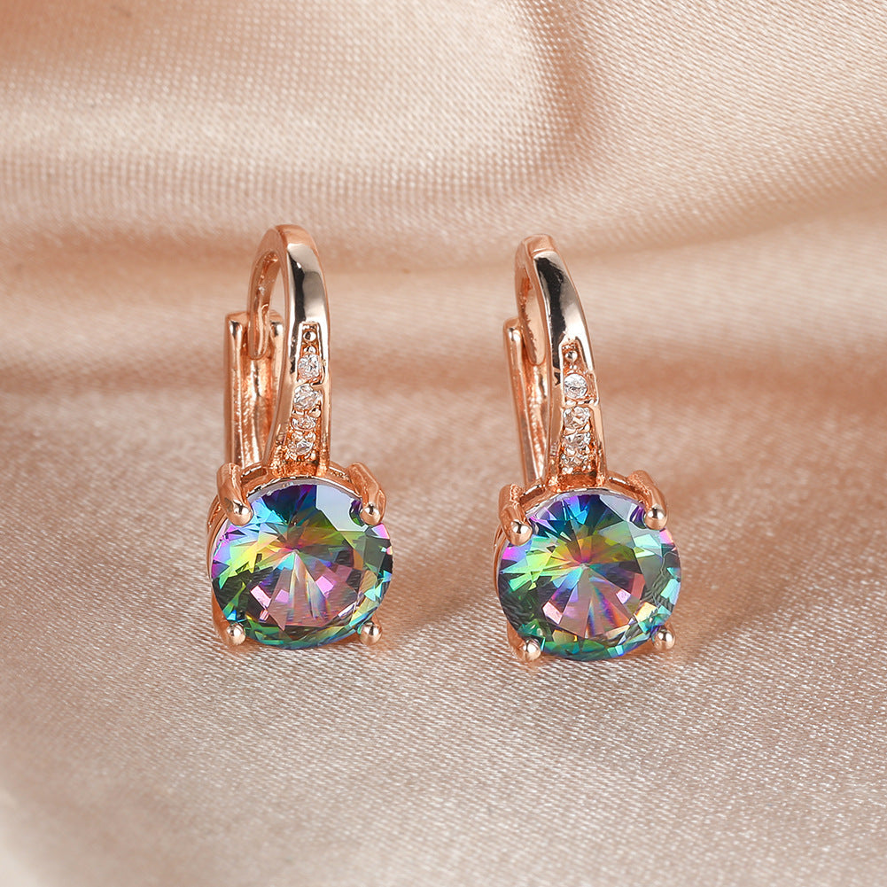 Boucles d’oreilles mode simples et élégantes, déclinées en plusieurs couleurs - NovaShop NovaShop Rose Gold Colorful Diamond Bigbuy