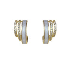 Clip-on earrings without piercing with oil painting and red diamonds