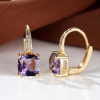 Korean style zircon inlaid square hook earrings