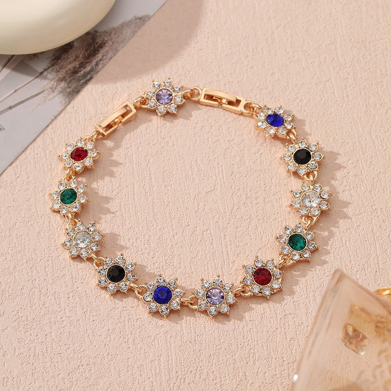 Bracelet de luxe abordable aux pierres colorées style européen - NovaShop NovaShop Golden Colorful Crystals Bigbuy