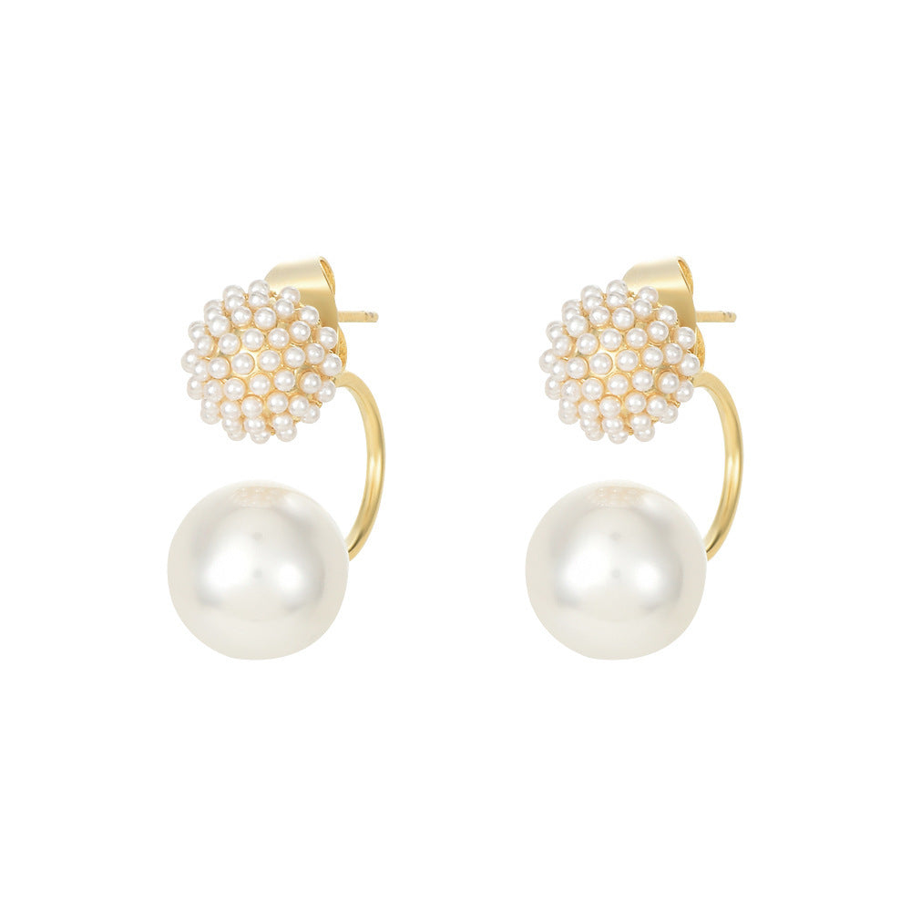 Boucles d’oreilles pendantes boule florale avec perle, élégantes - NovaShop NovaShop Gold Bigbuy