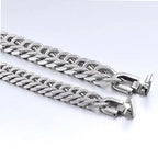 Domineering stainless steel bracelet with titanium steel buckle and diamonds