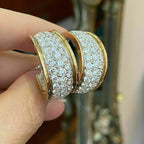 Hong Kong style earrings with dense inlaid pattern
