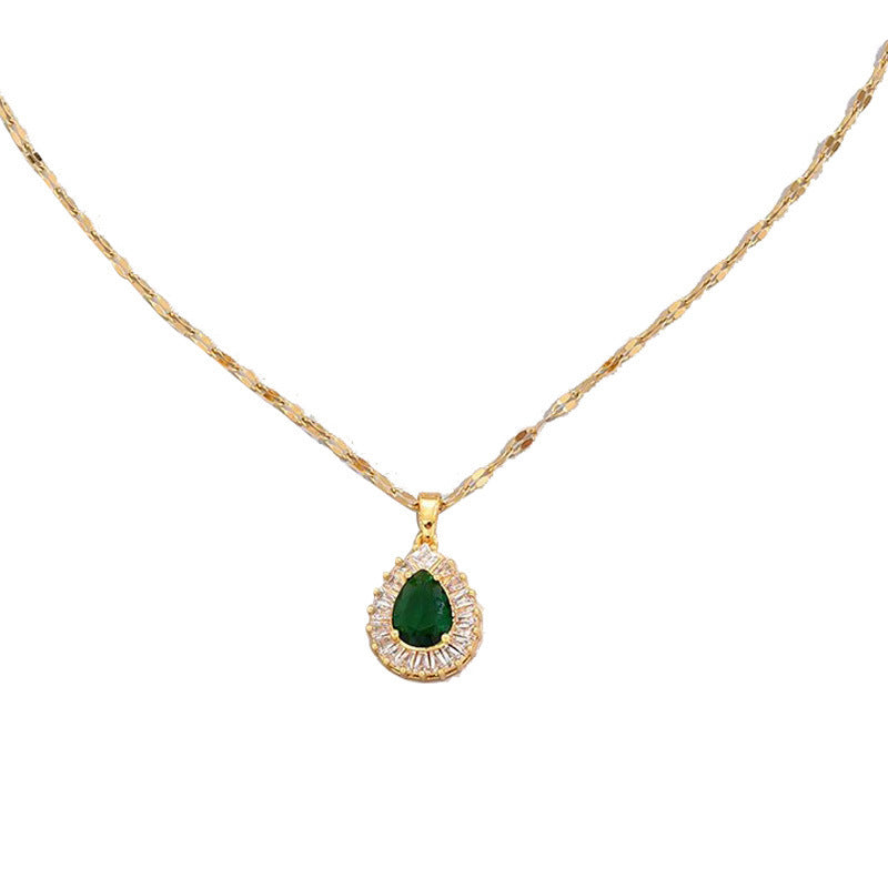 Retro Hong Kong Style White Jade Set - Matching Necklace and Earrings