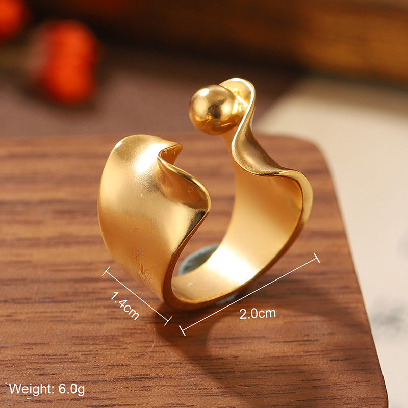 High quality natural stone geometric ring, versatile, retro, light-resistant