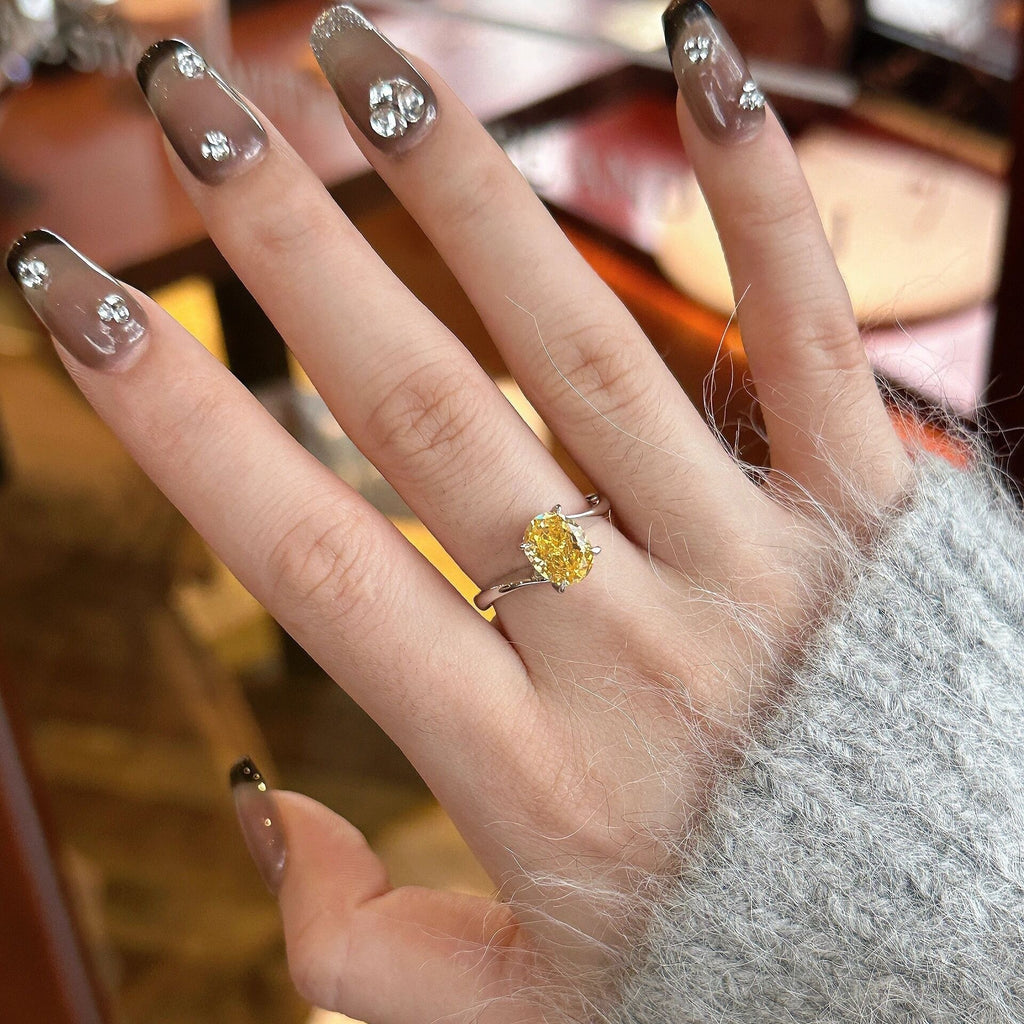 Elegant Affordable Luxury Yellow Crystal Women's Ring “Rock Sugar”