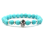 8mm Natural White Turquoise Agate Stone Stretch Bracelet for Men