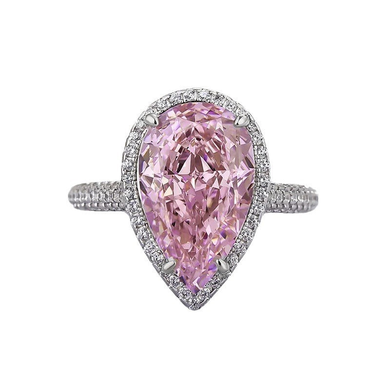 Women's ring with inlaid zircons and trendy personality