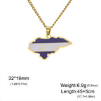 Country map oil drop pendant necklace
