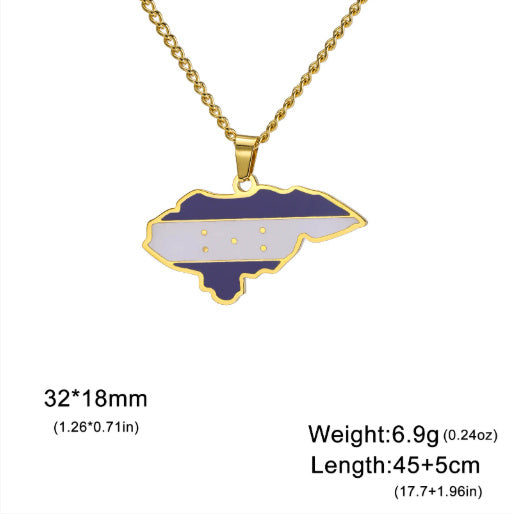 Country map oil drop pendant necklace