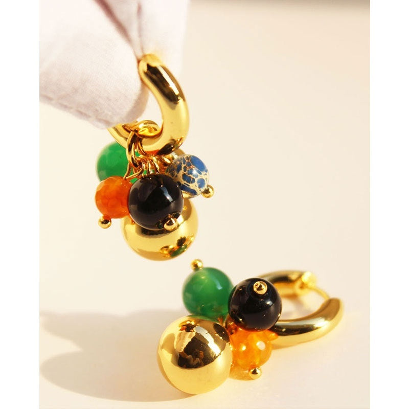 Boucles d’oreilles haut de gamme alliant l’élégance de l’agate - NovaShop NovaShop Gold Bigbuy